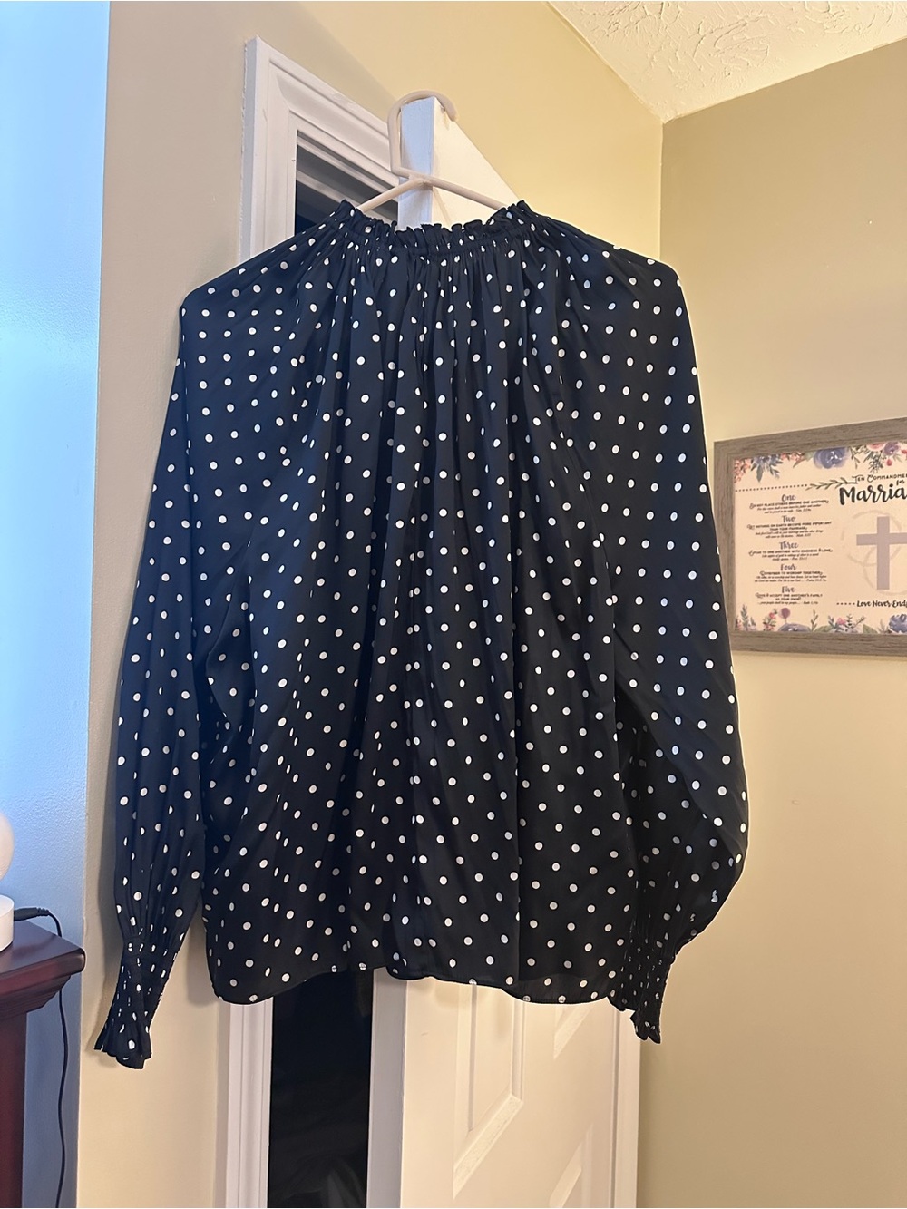 H&M Black and White Polka Dot Off-Shoulder Blouse